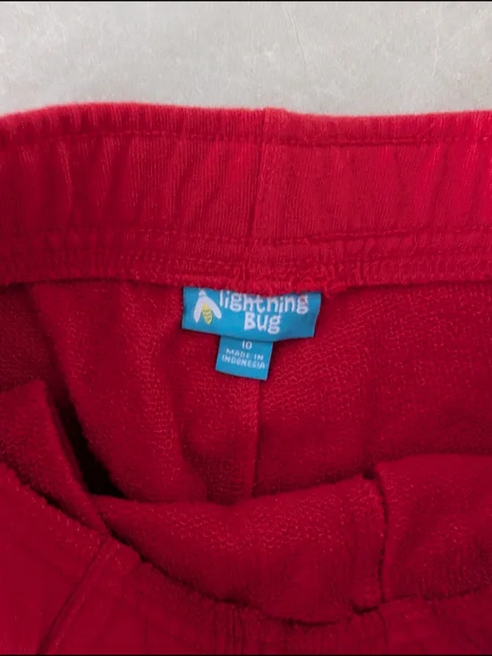 2/$20 Lightning Bug Sweatpants 10 Red Drawstring Joggers Pocket Lounge NWOT - Picture 2 of 3